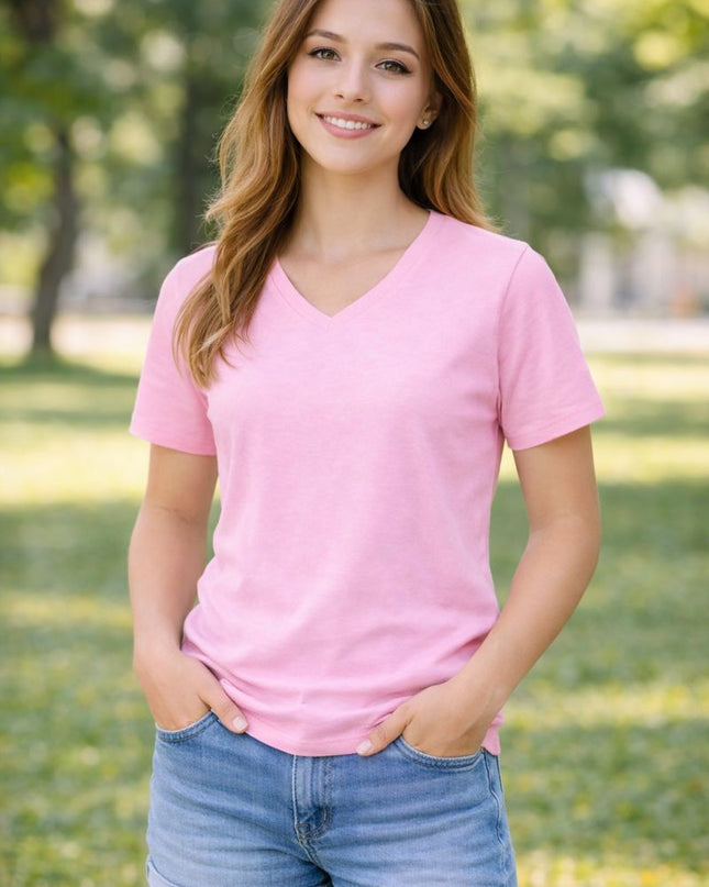 Women V-Neck Short Sleeve Premium T-Shirt